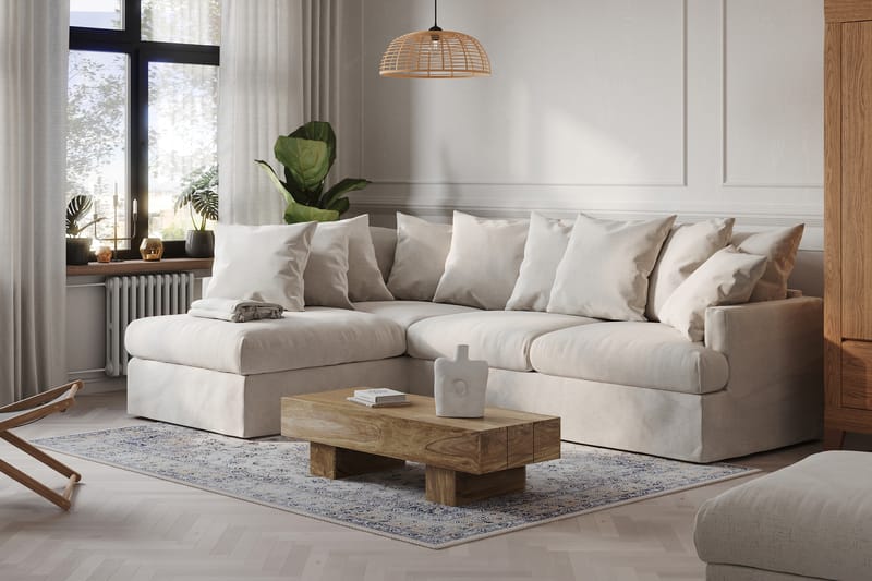 Menard Soffa med Schäslong Vänster Tvättbar & avtagbar klädsel - Beige - Divansoffor & schäslongsoffa - 4 sits soffa med divan