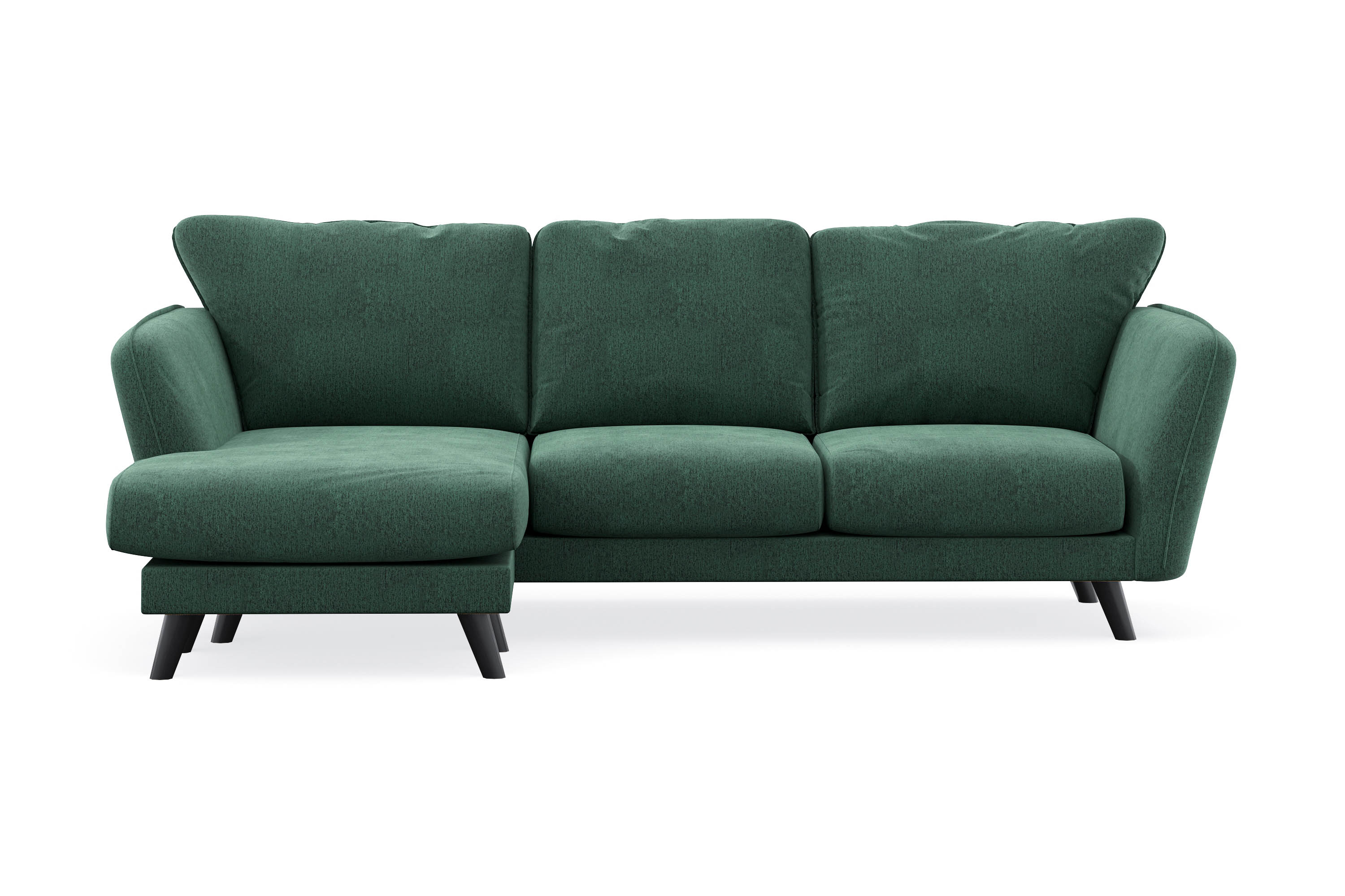 Trend Lyx 3-sits Divansoffa Vänster - Grön Sammet 4 sits soffa med divan