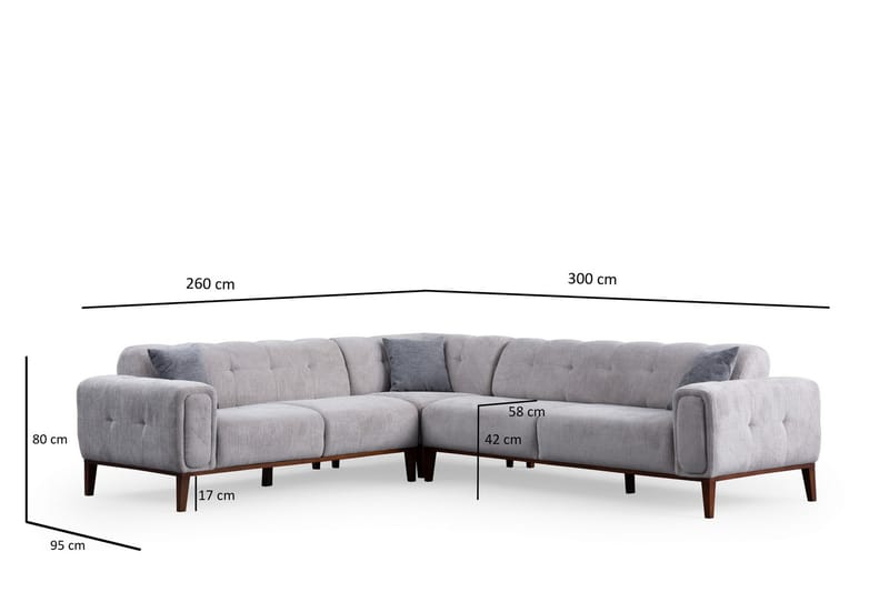 Adelphe 4-sits Soffa med Divan - Ljusgrå - Möbler - Soffa - Divansoffor & schäslongsoffa