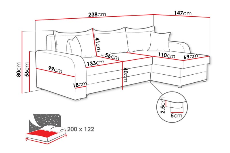 Alvared Soffa med Divan 3-sits - Beige - Möbler - Soffa - Divansoffor & schäslongsoffa