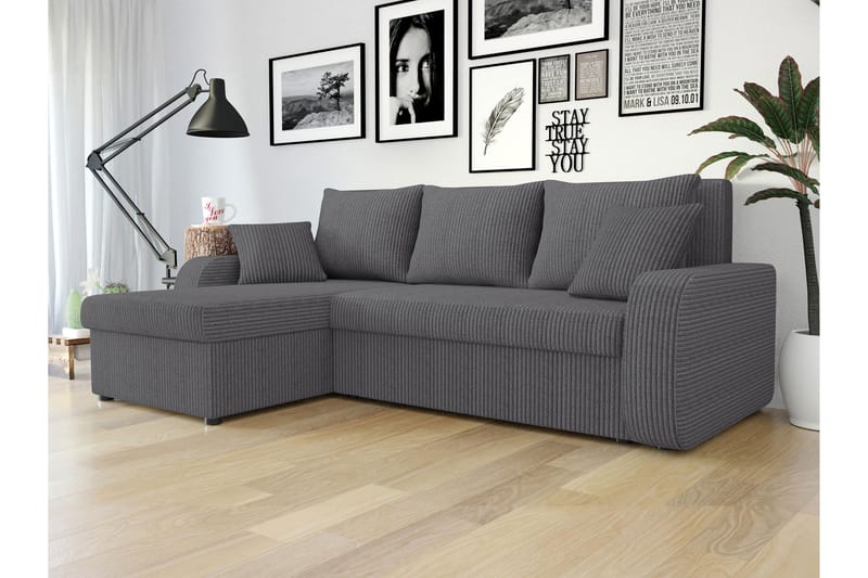 Alvared Soffa med Divan 3-sits - Mörkgrå - Möbler - Soffa - Divansoffor & schäslongsoffa