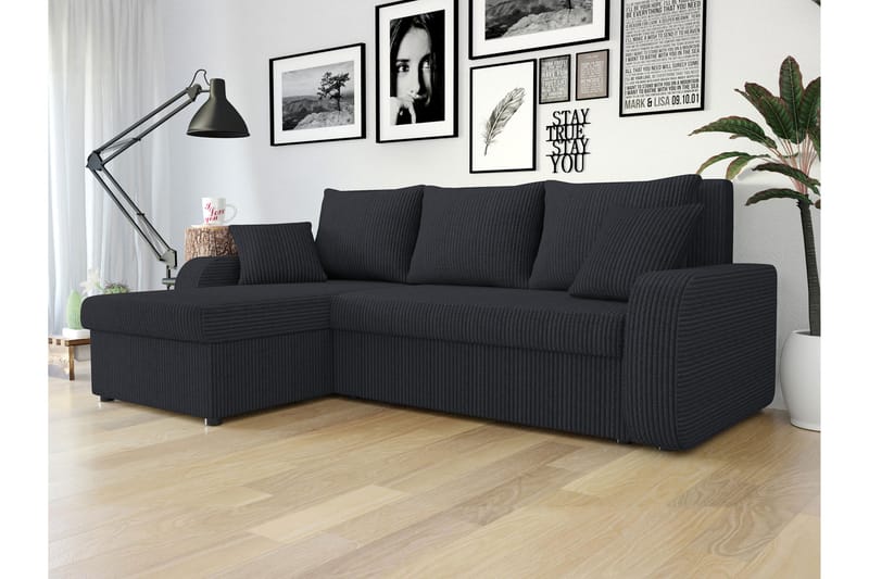 Alvared Soffa med Divan 3-sits - Svart - Möbler - Soffa - Divansoffor & schäslongsoffa