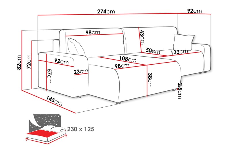 Barile Soffa med Divan 3-sits - Blå - Möbler - Soffa - Divansoffor & schäslongsoffa