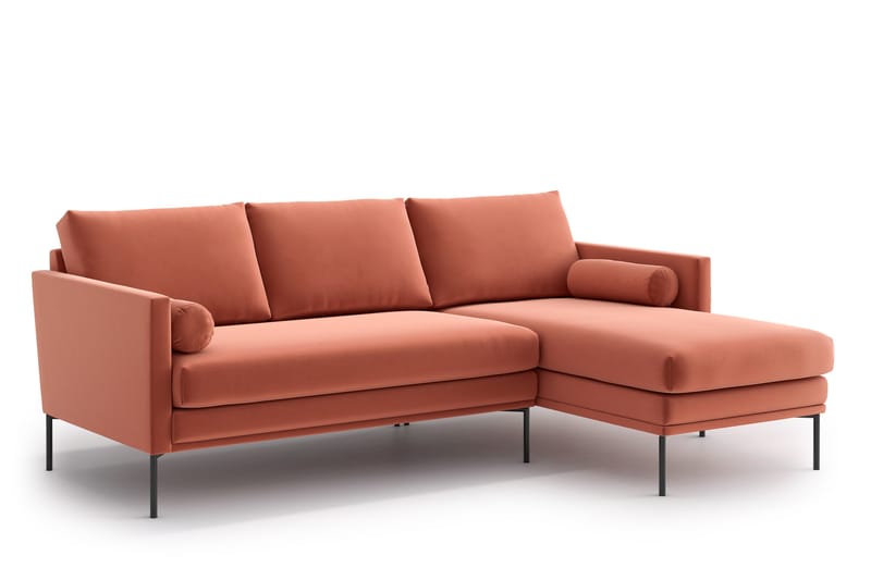 Blues 3-sits Divansoffa - Orange/Rosa - Divansoffor & schäslongsoffa - Skinnsoffor - 2 sits soffa med divan - 3 sits soffa med divan - 4 sits soffa med divan - Sammetssoffa