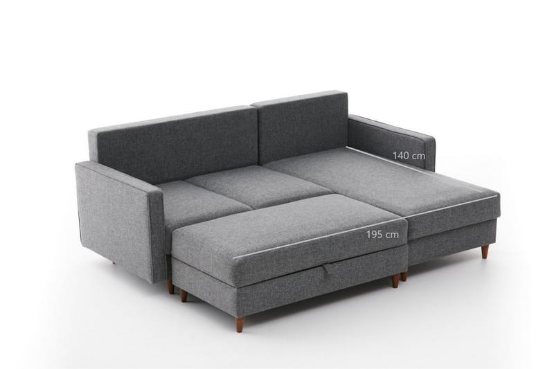 Braneles Soffa m. Divan 4-sits - Grå - Divansoffor & schäslongsoffa - 4 sits soffa med divan