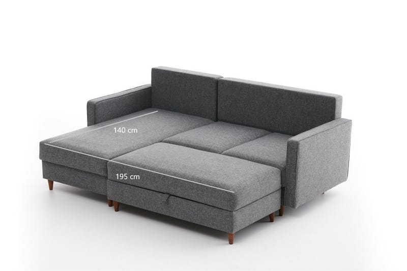 Braneles Soffa m. Divan 4-sits - Grå - Divansoffor & schäslongsoffa - 4 sits soffa med divan