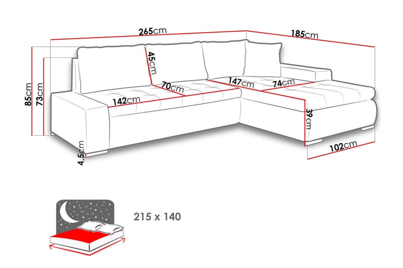 Cerys Soffa med Divan 3-sits - Beige - Möbler - Soffa - Divansoffor & schäslongsoffa