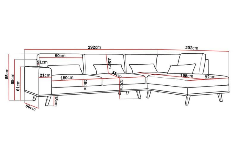 Copenhagen 2,5-sits L-Soffa - Beige/Ek - Möbler - Soffa - Divansoffor & schäslongsoffa