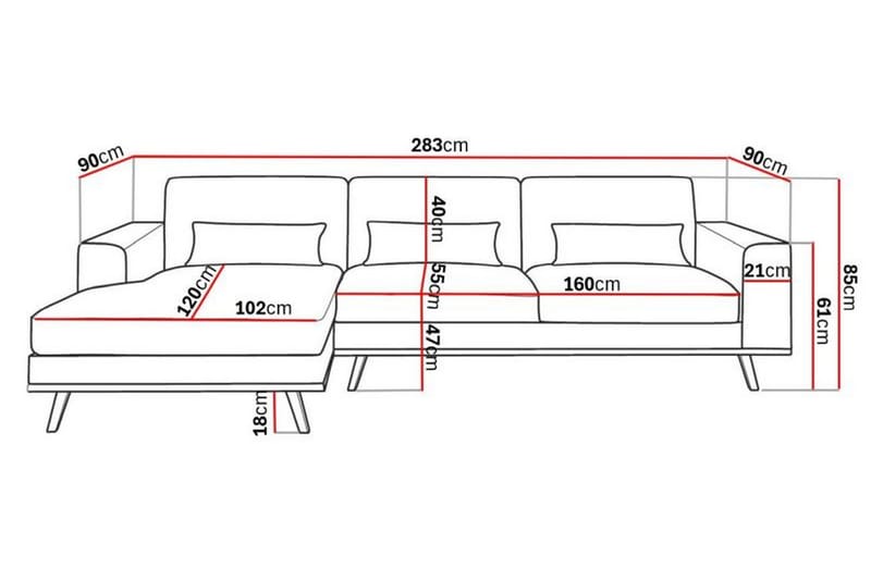 Copenhagen 4-sits L Soffa Manchester Divan Vänster - Beige - Möbler - Soffa - Divansoffor & schäslongsoffa