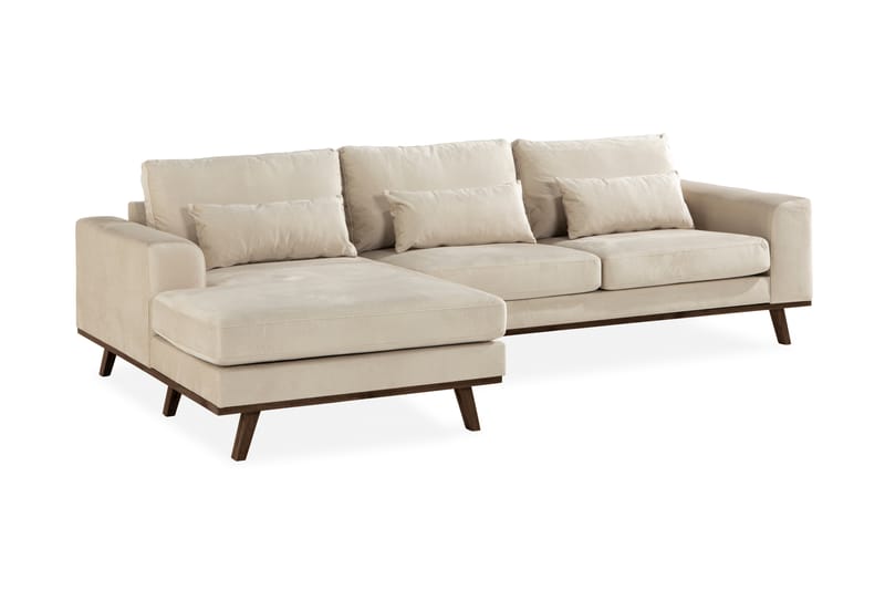 Copenhagen Divansoffa Sammet - Beige - Divansoffor & schäslongsoffa - 4 sits soffa med divan - Sammetssoffa