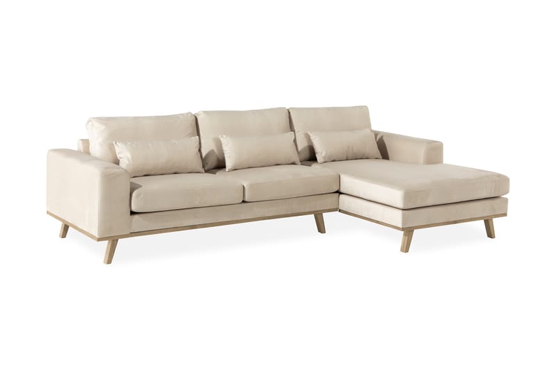 Copenhagen Divansoffa Sammet - Beige - Divansoffor & schäslongsoffa - 4 sits soffa med divan - Sammetssoffa