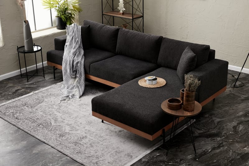 Dalim Soffa m. Divan 4-sits - Antracit - Divansoffor & schäslongsoffa - 4 sits soffa med divan