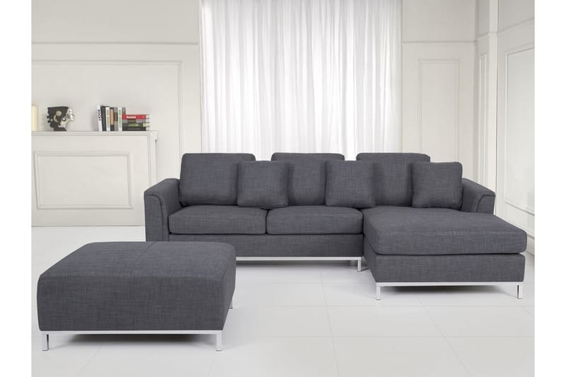 Dugard Hörnsoffa Vänster + Fotpall - Ljusgrå - Divansoffor & schäslongsoffa - 4 sits soffa med divan