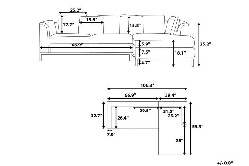 Dugard Hörnsoffa Vänster - Ljusgrå - Divansoffor & schäslongsoffa - 4 sits soffa med divan