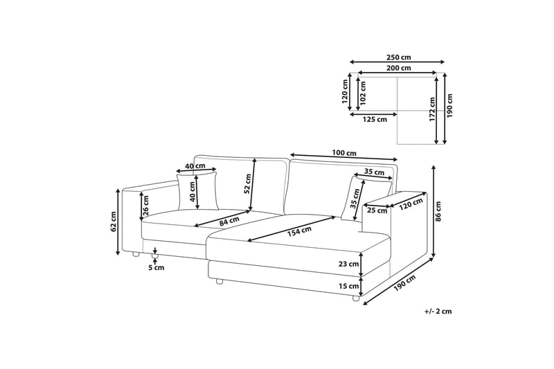 Ersi Soffa med Divan 3-sits - Grå/Svart - Möbler - Soffa - Divansoffor & schäslongsoffa