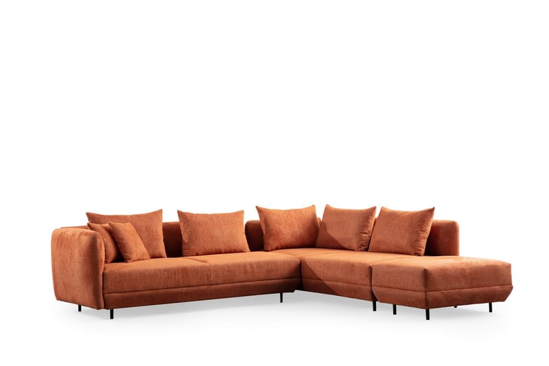 Floransa 4-sits Soffa med Divan - Orange - Möbler - Soffa - Divansoffor & schäslongsoffa