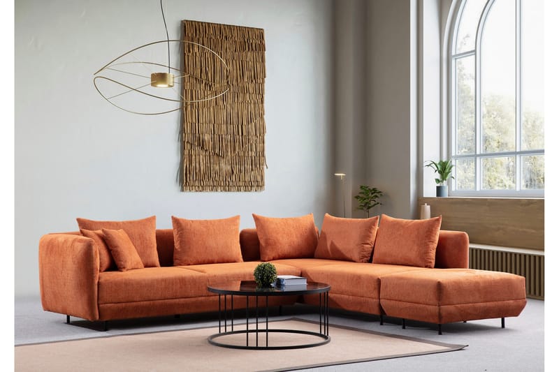 Floransa 4-sits Soffa med Divan - Orange - Möbler - Soffa - Divansoffor & schäslongsoffa