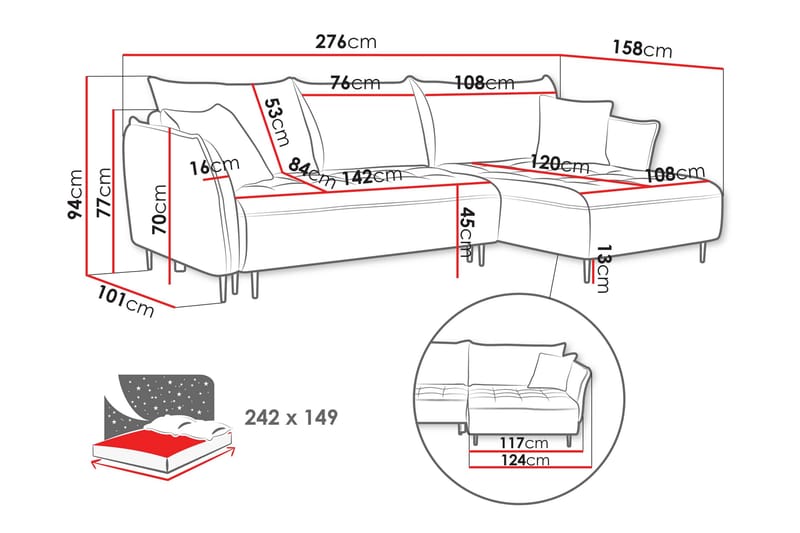 Garron Soffa med Divan 3-sits - Beige - Möbler - Soffa - Divansoffor & schäslongsoffa