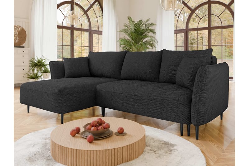 Garron Soffa med Divan 3-sits - Svart - Möbler - Soffa - Divansoffor & schäslongsoffa