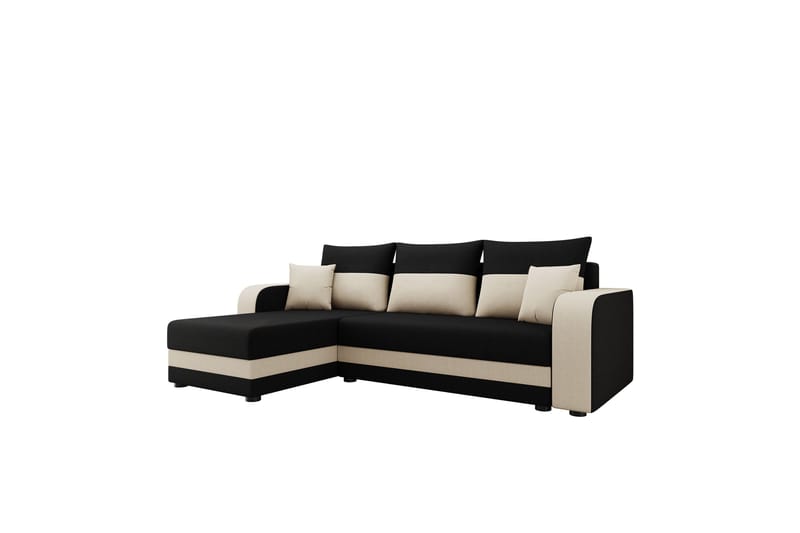 Hewlet Soffa med Divan 3-sits - Svart/Beige - Möbler - Soffa - Divansoffor & schäslongsoffa