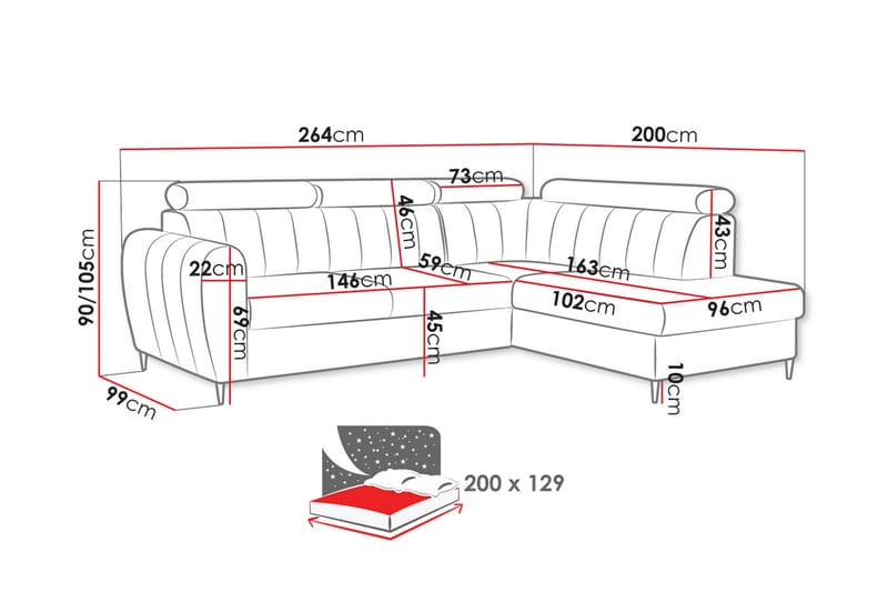 Hoffman Soffa med Schäslong 3-sits - Blå - Möbler - Soffa - Divansoffor & schäslongsoffa