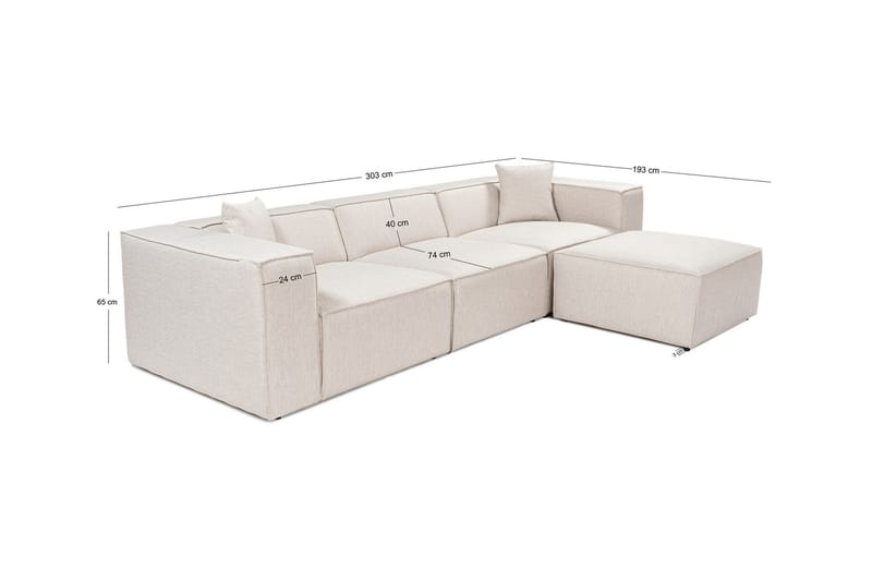 Kaolins Soffa med Divan 3-sits - Ljusbrun - Möbler - Soffa - Divansoffor & schäslongsoffa