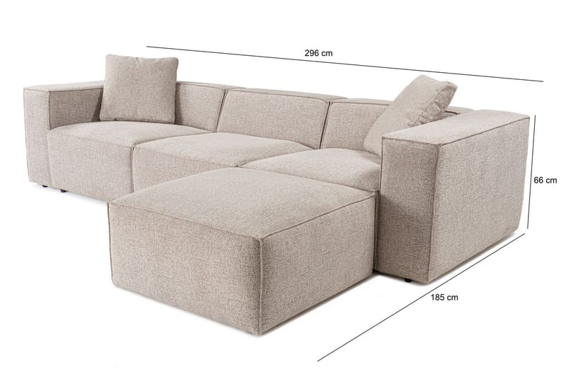 Kaolins Soffa med Divan 3-sits - Mocha - Möbler - Soffa - Divansoffor & schäslongsoffa