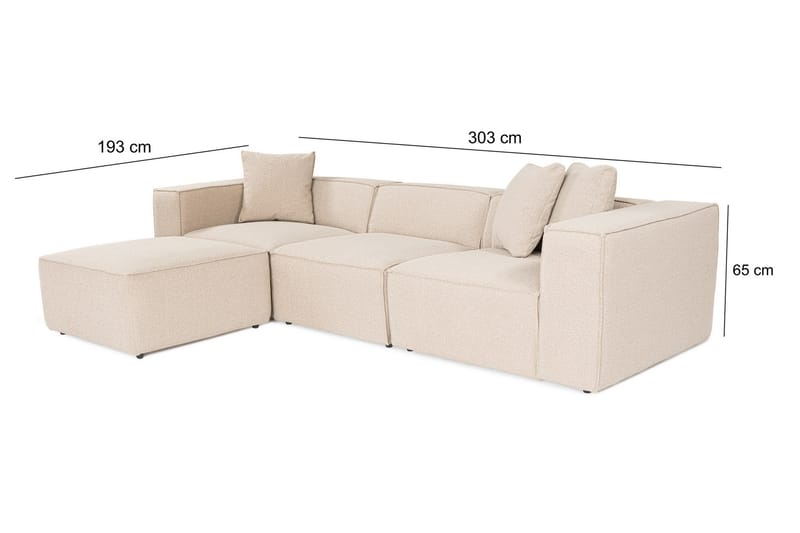 Kaolins Soffa med Divan 3-sits - Peach - Möbler - Soffa - Divansoffor & schäslongsoffa