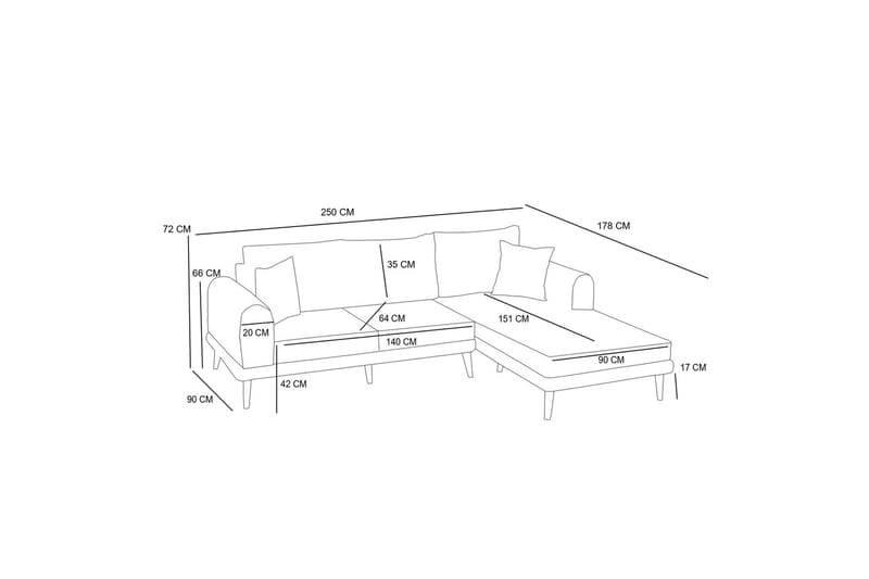 Khambalia 4-sits Soffa med Divan - Creme - Möbler - Soffa - Divansoffor & schäslongsoffa