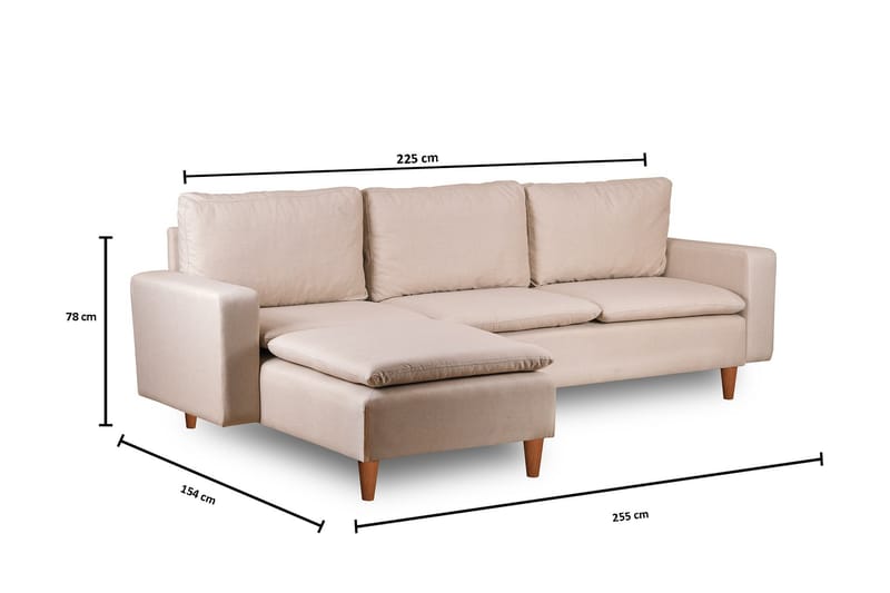 Lungo Soffa m. Divan 4-sits - Beige - Divansoffor & schäslongsoffa - 4 sits soffa med divan