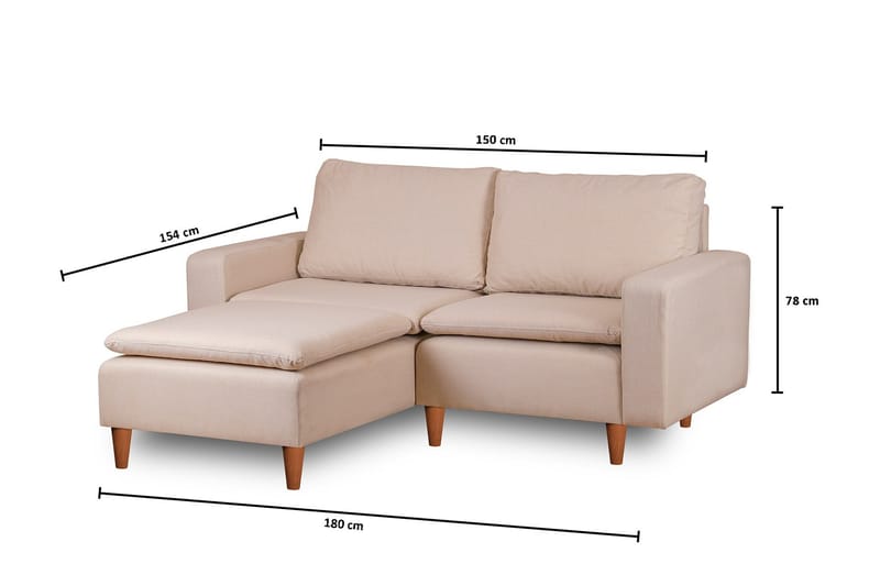 Lungo Soffa m. Divan 4-sits - Beige - Divansoffor & schäslongsoffa - 4 sits soffa med divan