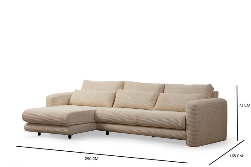 Makhan Soffa m. Divan 3-sits - Beige - Divansoffor & schäslongsoffa - 3 sits soffa med divan