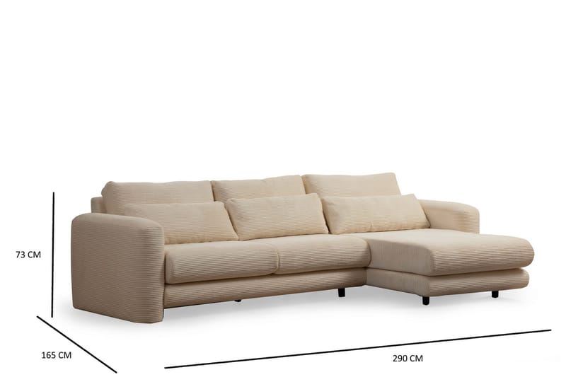 Makhan Soffa m. Divan 3-sits - Beige - Divansoffor & schäslongsoffa - 3 sits soffa med divan