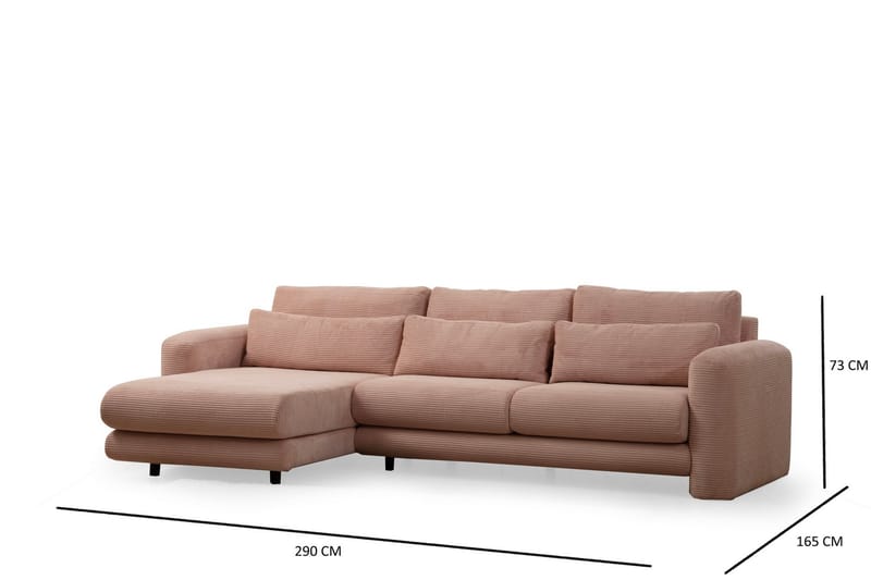 Makhan Soffa m. Divan 3-sits - Rosa - Divansoffor & schäslongsoffa - 3 sits soffa med divan