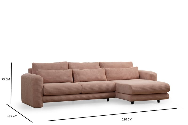 Makhan Soffa m. Divan 3-sits - Rosa - Divansoffor & schäslongsoffa - 3 sits soffa med divan