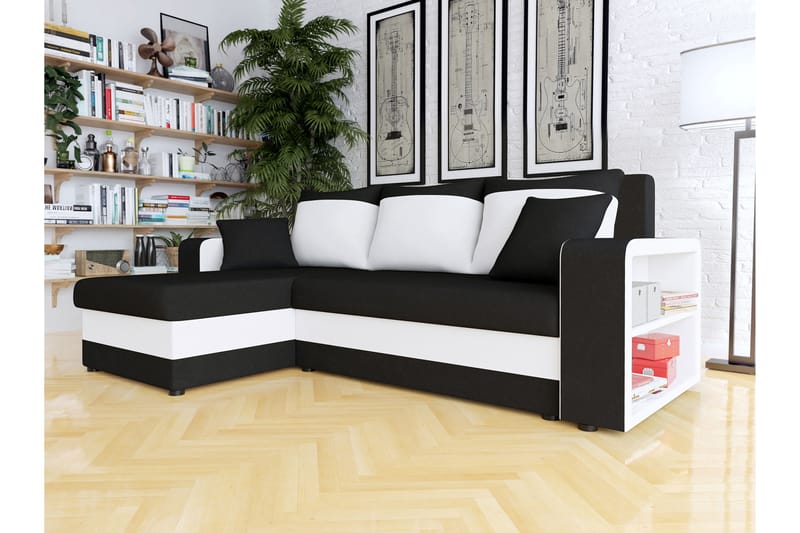 Marheim Soffa med Divan 3-sits - Svart/Vit - Möbler - Soffa - Divansoffor & schäslongsoffa