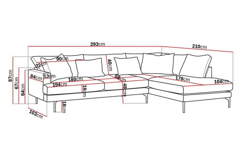 Menard 4-sits L Soffa Manchester med Schäslong Höger - Ljus Beige / Natur - Möbler - Soffa - Divansoffor & schäslongsoffa