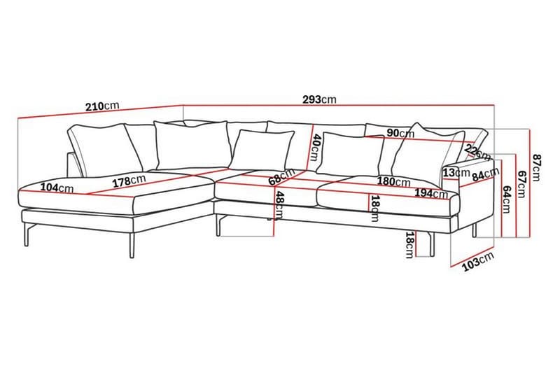 Menard 4-sits L Soffa Manchester med Schäslong Vänster - Ljus Beige / Natur - Möbler - Soffa - Divansoffor & schäslongsoffa