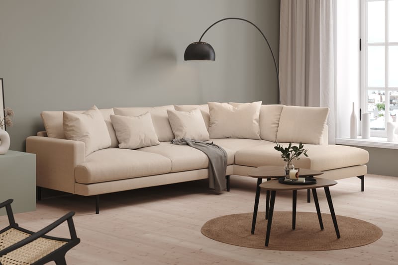 Menard 4-sits L Soffa med Schäslong Höger - Ljus Beige / Natur - Möbler - Soffa - Divansoffor & schäslongsoffa