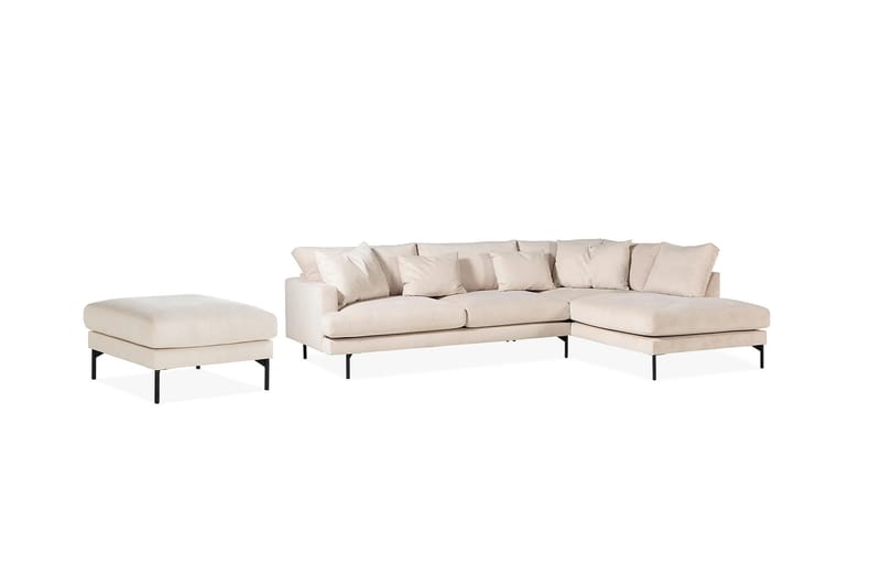 Menard 4-sits Soffa med Schäslong Höger + Fotpall - Divansoffa - L-soffa - Beige - Möbler - Soffa - Divansoffor & schäslongsoffa