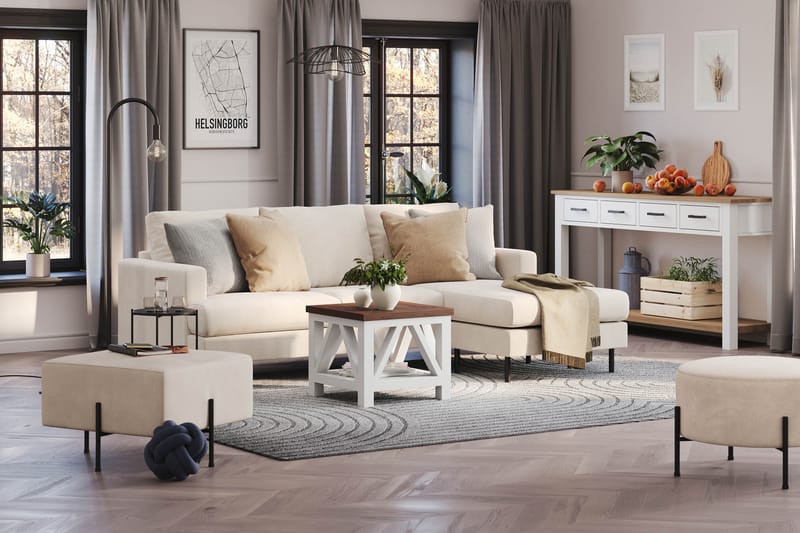 Menard Compact 3-sits Soffa med Divan Höger - Beige - Möbler - Soffa - Divansoffor & schäslongsoffa