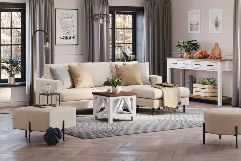 Menard Compact 3-sits Soffa med Divan Höger - Beige - Möbler - Soffa - Divansoffor & schäslongsoffa