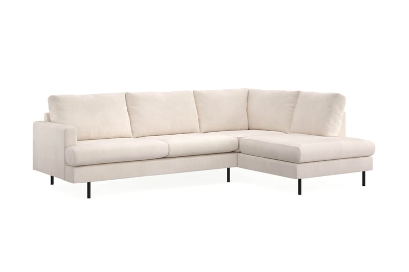 Menard Compact 4-sits Manchester L Soffa med Schäslong höger - Ljus Beige / Vit - Möbler - Soffa - Divansoffor & schäslongsoffa