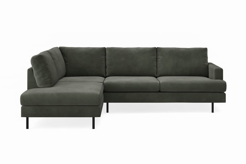 Menard Compact 4-sits Manchester L Soffa med Schäslong Vänster - Mörkgrön - Möbler - Soffa - Divansoffor & schäslongsoffa