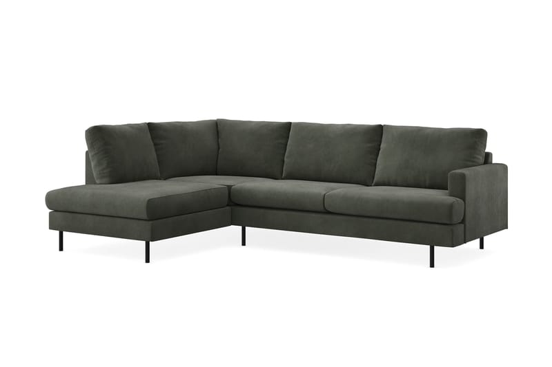 Menard Compact 4-sits Manchester L Soffa med Schäslong Vänster - Mörkgrön - Möbler - Soffa - Divansoffor & schäslongsoffa