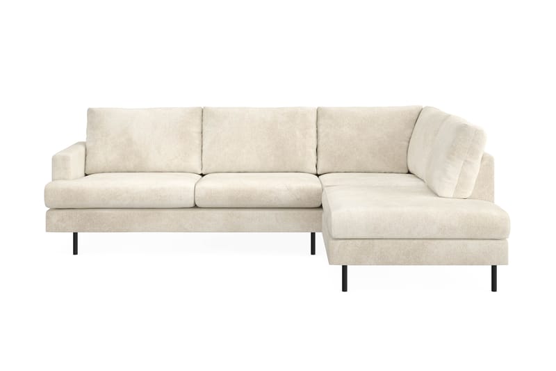 Menard Compact 4-sits Sammet L Soffa med Schäslong höger - Beige / Vit - Möbler - Soffa - Divansoffor & schäslongsoffa