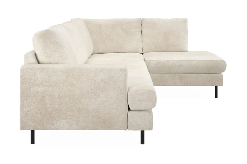 Menard Compact 4-sits Sammet L Soffa med Schäslong höger - Beige / Vit - Möbler - Soffa - Divansoffor & schäslongsoffa