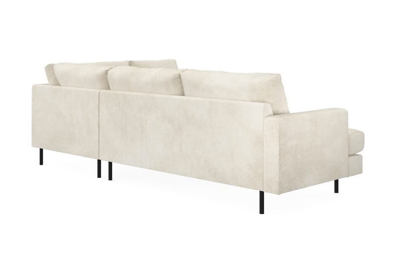 Menard Compact 4-sits Sammet L Soffa med Schäslong höger - Beige / Vit - Möbler - Soffa - Divansoffor & schäslongsoffa