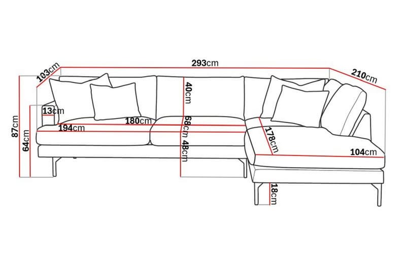 Menard Djup 4-sits Manchester L Soffa med Schäslong Höger - Grön - Möbler - Soffa - Divansoffor & schäslongsoffa