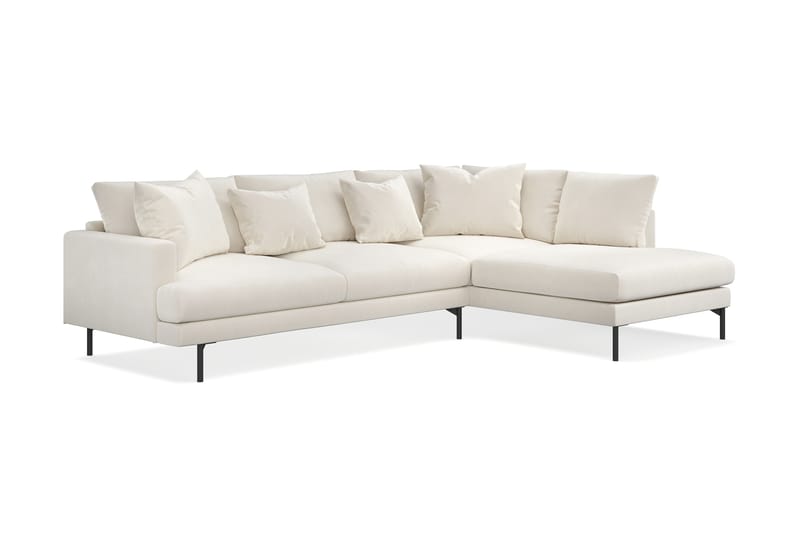 Menard Sammet 4-sits L Soffa med Schäslong Höger - Ljusbeige - Möbler - Soffa - Divansoffor & schäslongsoffa